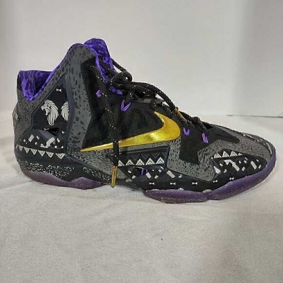 Nike Lebron 11 Anthracite, Metallic Gold Purple Venom Sneakers Size 9.5 - Picture 10 of 13
